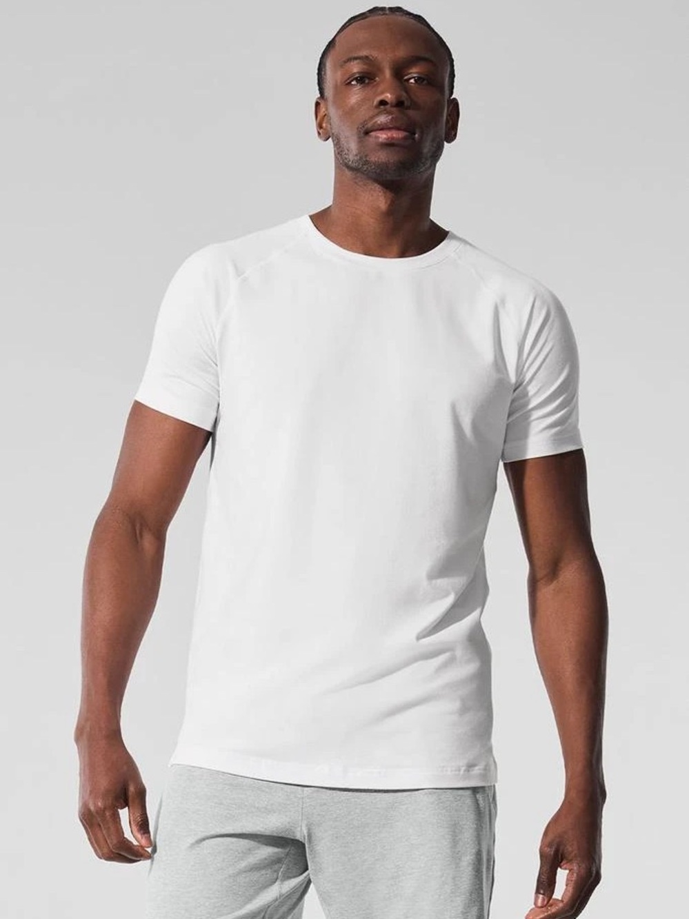 ALO Yoga Vapor Crewneck Short Sleeve in White - L